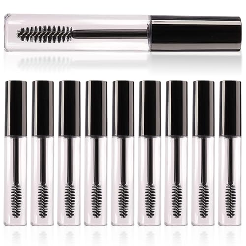 Coobbar 10ml 10pcs Empty Eyelashes Mascara Tube Vial Liquid Plastic Bottle Cosmetic Container With Black Cap