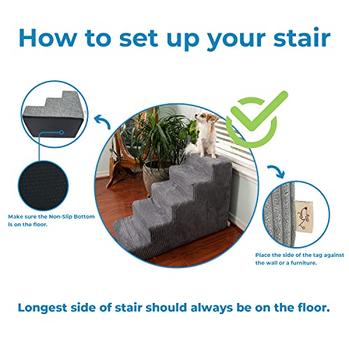Best Pet Supplies Foldable Foam Pet Steps For Small Dogs And Cats, Portable Ramp Stairs For Couch, Sofa, And High Bed Climbing, Non-Slip Balanced Indoor Step Support, Paw Safe - Gray Lattice, 4-Step #TOP7