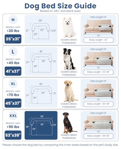 Image of Calming Dog Bed for Couch with Cozy Raised Edge, 53x39 Inch, Dark