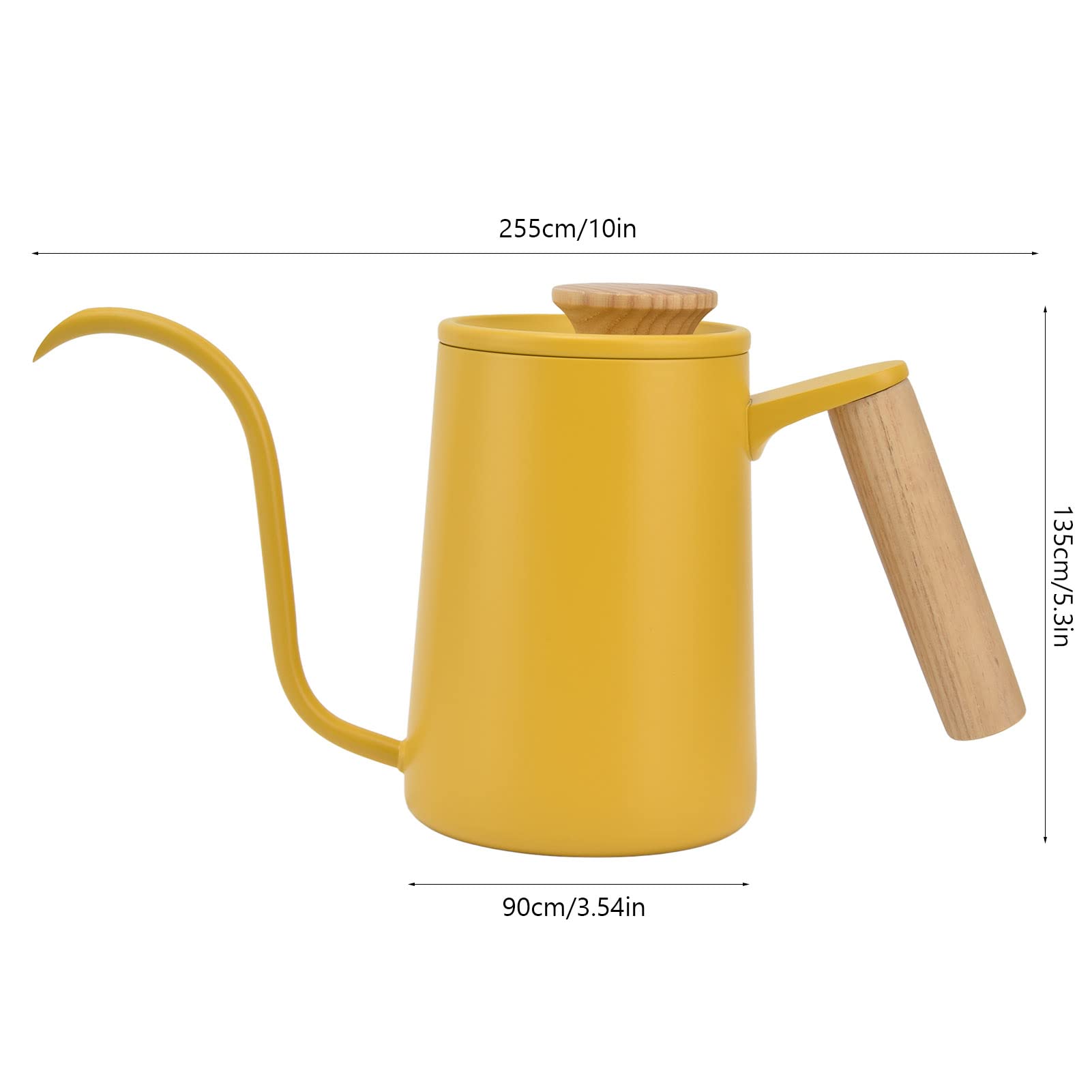 Wylewka ze stali nierdzewnej typu „gęsia szyja” Dzbanek do kawy z długimi ustami Czajnik do herbaty Ręczny ekspres do kawy Żółty (600ml)