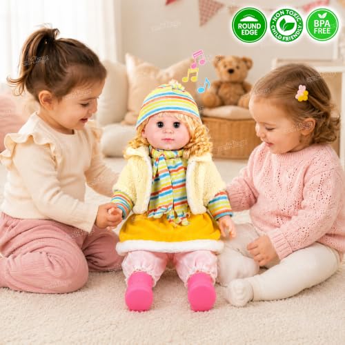 Image of Zest 4 Toyz Musical Doll Singing Rhyming Soft Stuffed Push Touch Sensors Doll Toy for Baby Girl - Yellow