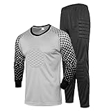 Fußball Torwarttrikot Junge Torwartbekleidung Anzug Hose T-Shirt Langen Ärmeln Jogging Sport 4-13 Jahre alt (Grau, 10-13 Jahre)