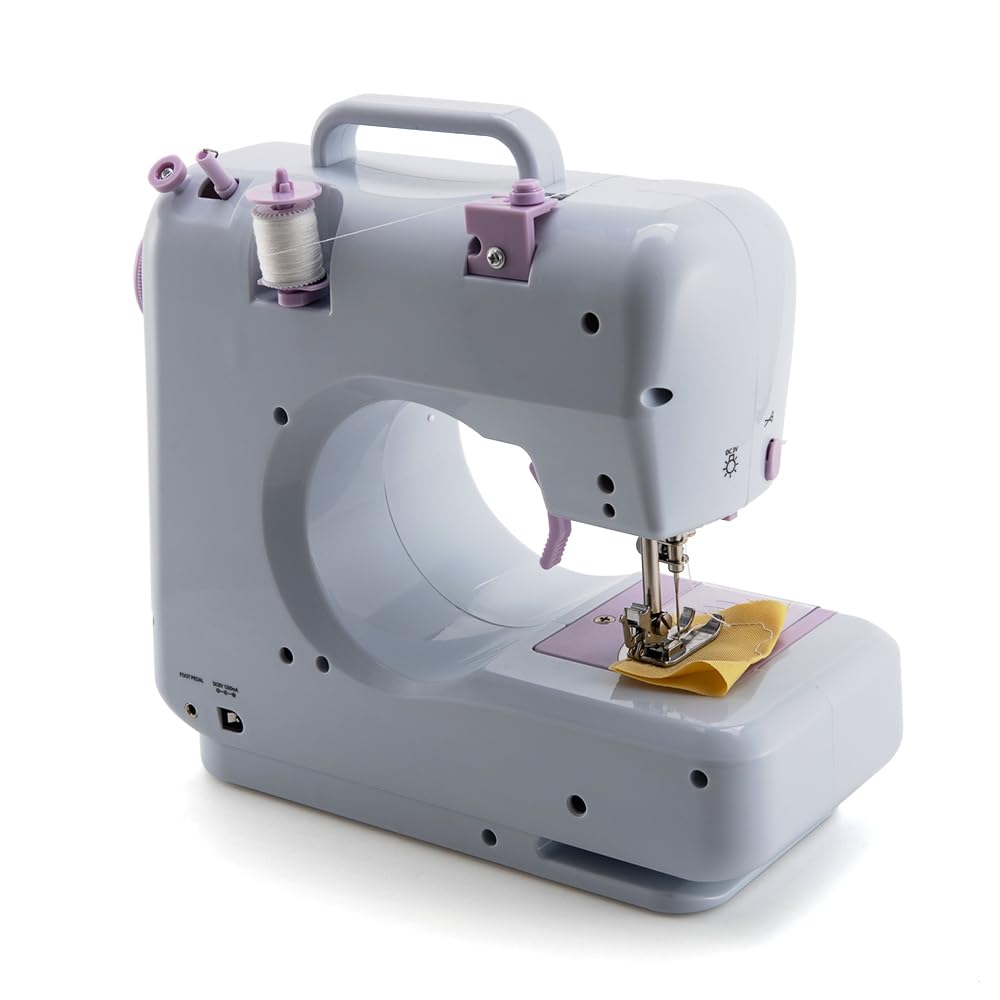 Mini machine à coudre Machine à coudre portative pour adultes débutants, vitesse de manuelle électrique Crafting Machine à raccommoder Surjeteuses électriques pour la couture de la soie Denim Laine