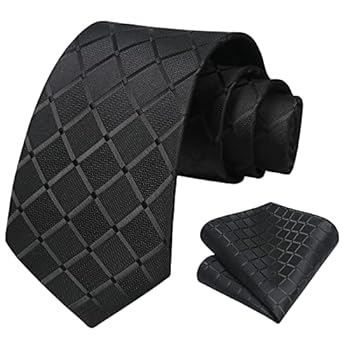 Buy HISDERN Extra Long Ties For Men Plaid Checkered Tie Handkerchief Men S Necktie Pocket