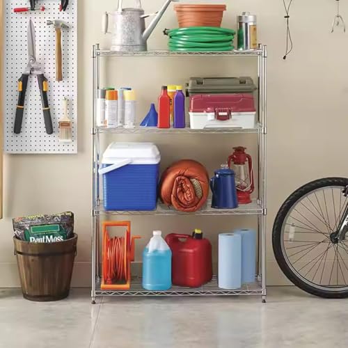 Image of Premium Heavy-Duty 3-Tier Chrome Metal Wire Storage Rack Shelf Organizer | Adjustable Multipurpose Freestanding Shelving Unit for Home, Office, Kitchen | Size 17 inch D x 27 inch W x 30 inch H Inch