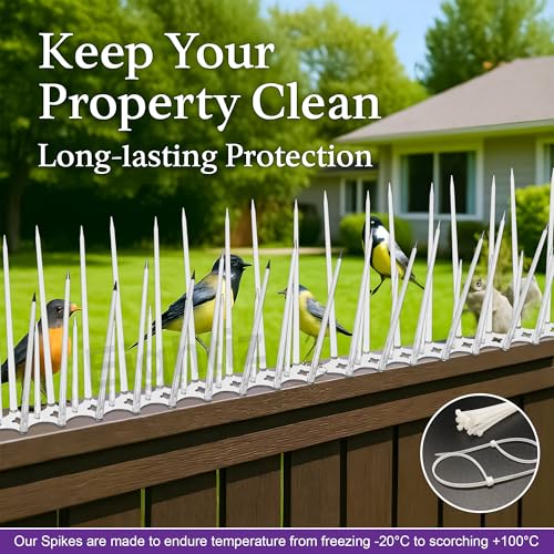Image of Eightiz (30 Pcs with Zip Ties) Bird and Pigeon Spikes, Control Anti Bird Plastic Spikes for AC Balcony Railing Window Home Protection from Pigeon Dog Monkey Crow Kabootar Transparent(Polycarbonate)