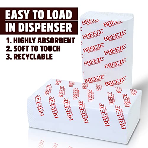 Image of BREEZE Multifold Tissue Paper Towels 520 Sheets Soft and Absorbent 1 Ply Hand Towel Napkin for Office Kitchen & Home (Pack of 4x130, White)
