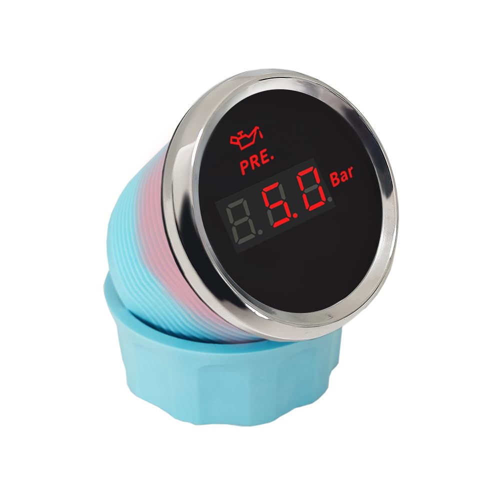 ELING 52 mm (2 Zoll) Öldruckmesser 0–5 bar mit Hintergrundbeleuchtung für Auto Boot
