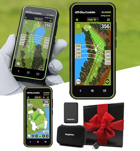 SkyCaddie SX400 Handheld Golf GPS Gift Box Bundle - Rugged, Touchscreen, 4