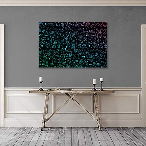 Toile affiche moderne icônes gradients 30x45cm avec châssis
