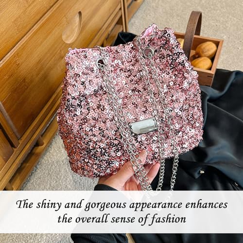 RELKLYU 1 Stück Pink Paillettenbeutel, Frauenumhängetasche, Modische Crossbody -Tasche, Einfache Und Vielseitige Crossbody -Tasche, Kleidungszubehör.