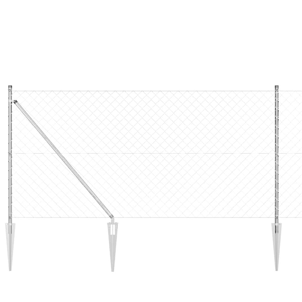 Fence Post Silver 25 x 1.2 m (60 x 60 mm Mesh) Steel Garden Boundary Kit Weather Resistant Corrosion Proof for Outdoor Terrace Patio