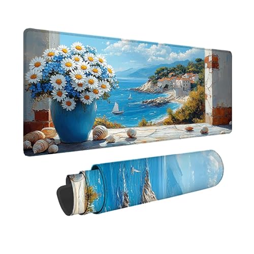 Tapis souris paysage sous main bureau XXL bleu pour installer votre setup PC