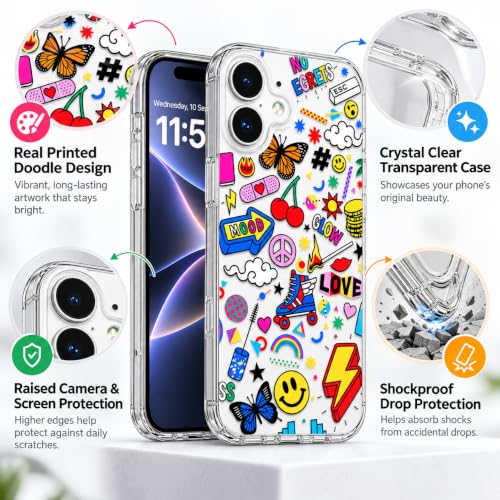 Image of SQUIF for iPhone 17 Back Case Cover Silicone Transparent Soft Design Art Printed | Camera Bump Protection (Multicolor)