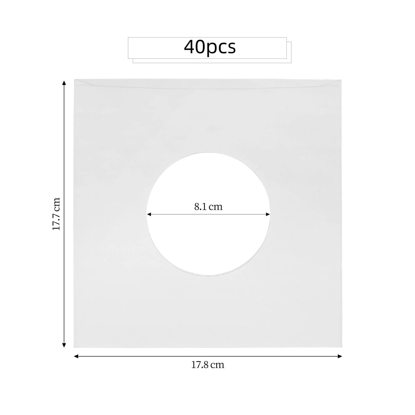 Copertine Interne per Dischi in Vinile 20/40 Pezzi 7 Pollici Buste Interne protettive for Dischi in Vinile Carta Kraft Bianca Contenitore EP in con Borse portaoggetti Foro(White 40pcs)