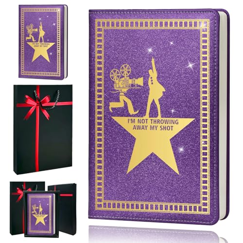 QDWXDEL Broadway A5 Hardcover Leather Journal for Women - 200 Pages Premium Paper Notebook, Theater Journal Notebook for School, Work (THROWING Purple)