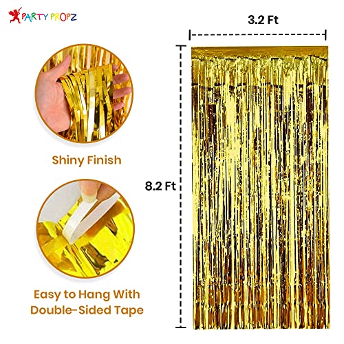 Image of Party Propz Happy Birthday Paper Decoration Items - 41Pcs For Black, Golden Balloons Banners Foil Curtain Photo Booth Props / Birth Day. Decerations / Decorations Items For Room