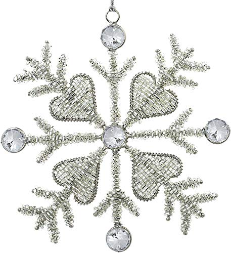 Itos365 Handmade Snowflake Ornaments For Christmas Tree Iron And Glass Hanging Pendant Decoration Decorative Gifts, Set Of 6 #TOP6