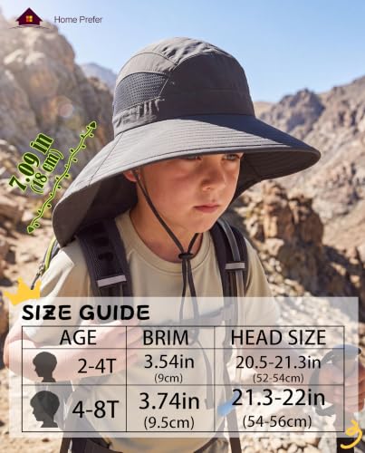 Image of Home Prefer UPF50 Wide Brim Kids Sun Hat Neck Flap Boys Girls Sun Protection Hat for Beach Fishing