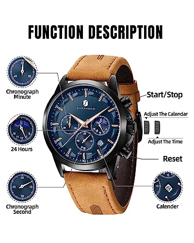 BY-BENYAR-SAPPHERO-Watches-for-Men-100M-Waterproof-Chronograph-Mens-Watch-Analog-Quartz-Movement-Wrist-Watch-Stainless-SteelLeather-Strap
