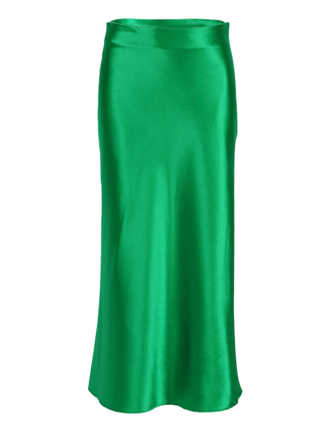FULBHPRINT Estate Ufficio Signora Minigonna Casual Vita Alta Seta Gonne Lunghe Donne Raso High Street Aderente Gonne, Verde, M
