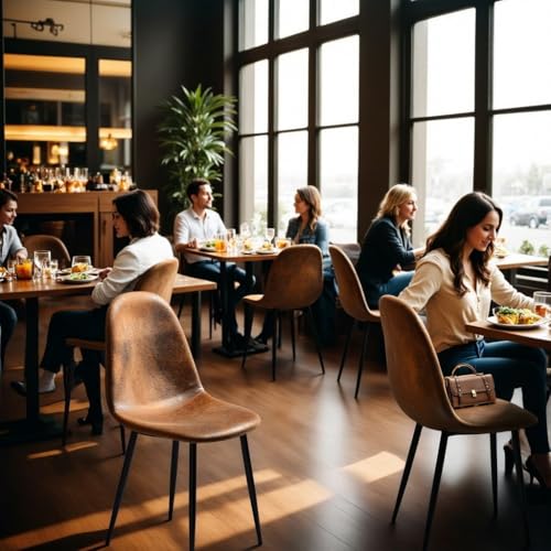 FurnitureR Gastronomie Stuhl Set 4er - Robust, Braun Veloursimitat, Metallkreuzgestell, Feste Höhe, Nicht stapelbar, Für Café & Bistro