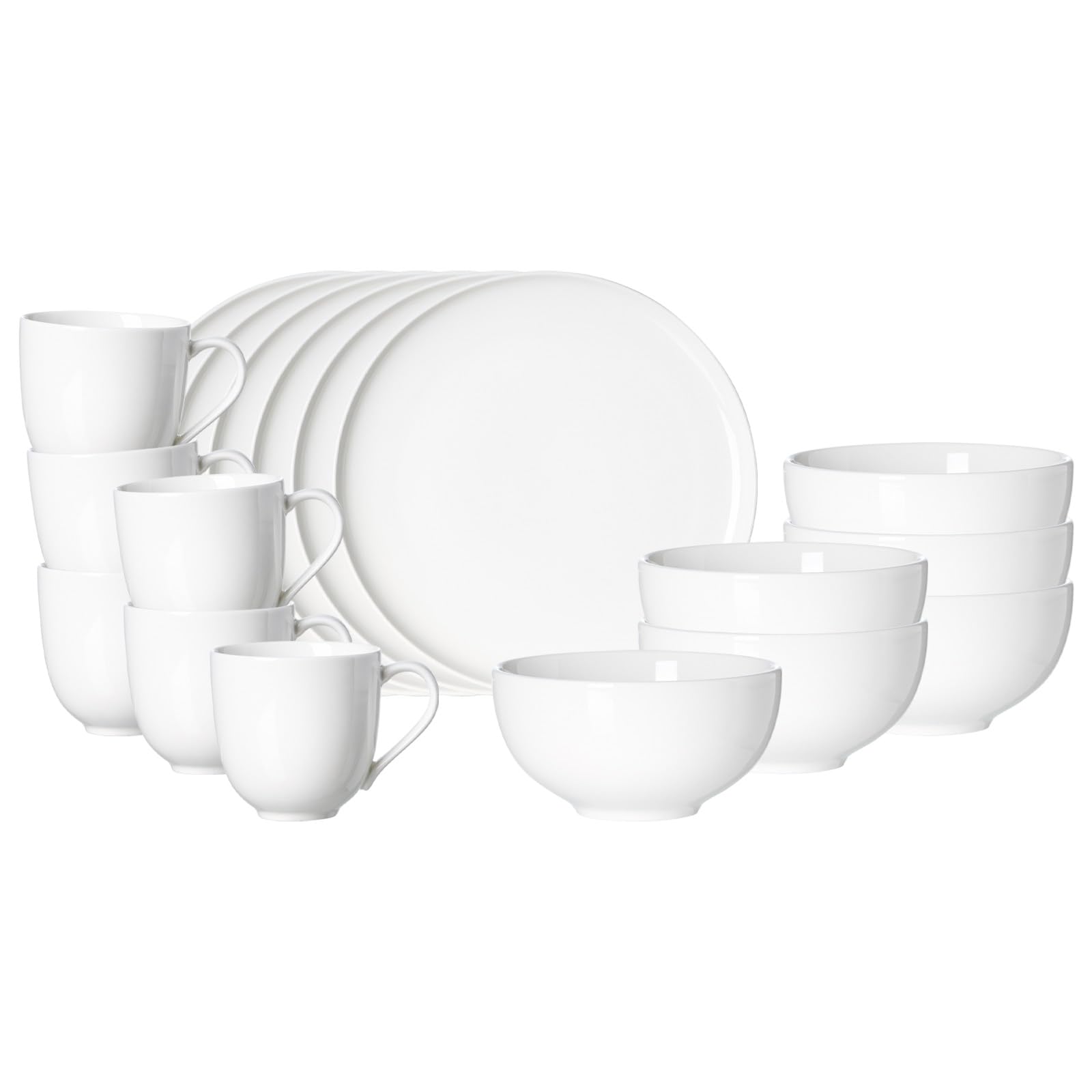 Ritzenhoff & Breker Skagen Frühstücks-Set 18-teilig | Klassisches Tafelgeschirr | Abgerundete Formen | Porzellan | Spülmaschinen- & Mikrowellenfest | Weiß
