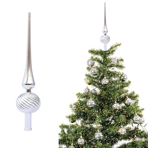 Fesnova Christbaumspitze Silber, 28 X 6cm Weihnachtsbaumspitze Silber,...