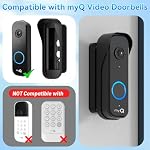 Support pour sonnettes de porte myQ Caméra vidéo à sonnette de porte, angle réglable de vue gauche/droite(40 à 140), Support de montage résistant aux intempéries, Capteur de mouvement antiblocage, Compatible avec les maisons, Appartements, Dorm-Noir