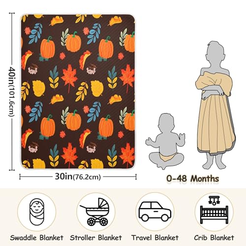 Burbuja Fall Pumpkin Baby Blanket for Boys Girls, Nursery Soft Warm Swaddling Receiving Baby Blankets, 30x40 in Toddler Blanket3