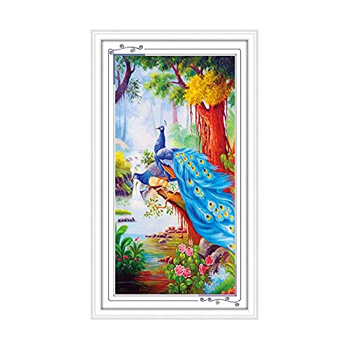 Diamant Painting Broderie Paon pour sublimer votre salon avec un tableau 40x100cm