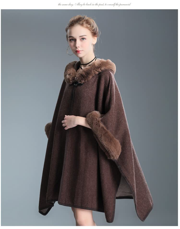 Mujer Invierno Poncho Poncho Con Capucha De Invierno Para Mujer Capa Con Cuello De Piel Chal De Piel Sintética Cálido Para Invierno Estola De Moda Cárdigans De Gran Tamaño Abrigo De L