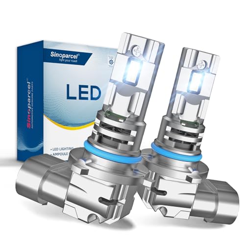 Sinoparcel Premium HIR2 LED Headlight Bulb 600% Brighter 6500K Bright White HIR2 9012 Headlight Bulb Built-in Cooling Fan for Low or High Beam IP67 Pack of 2