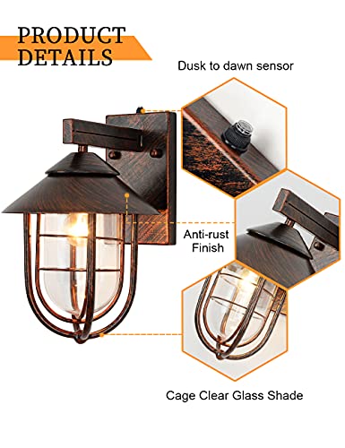 Vocldfa Dusk To Dawn Sensor Outdoor Wall Lantern Nautical Style Outdoor Lighting Fixtures Wall Mount Waterproof Outdoor Wall Sconce Retro Oil Rubbed Bronze Finish Outside Wall Lamp For Porch Yard #TOP2
