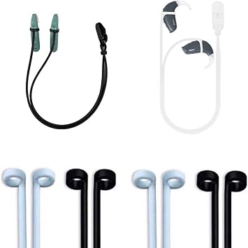 Hearing Aid Fall Prevention Strap Set of 2 Hearing Aid Accessories for Young and Elderly People Binaural Hearing Aid Drop Prevention Clip Included Strap 1 White + 1 Black