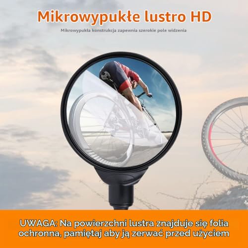 flintronic 2 szerokokątne lusterka rowerowe obracane o 360°, akrylowe wypukłe lusterka bezpieczeństwa do kierownicy 22-30 mm, akcesoria do wszystkich rowerów, motocykli