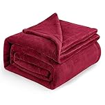 Bedsure Fleece Blanket for Bed - Soft Cosy Fluffy Throw Blankets, Warm Large Throws for Audlts, Dark Red, 220x240 cm