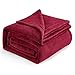 Bedsure Flannel Fleece Luxury Blanket Burgundy King Size Lightweight Cozy Plush Microfiber Solid Blanket
