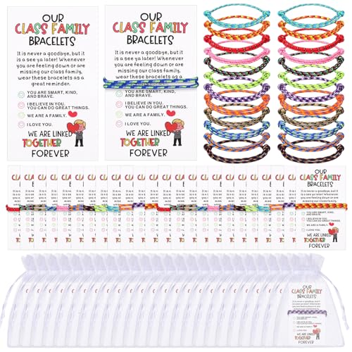 Cunno 72 Pcs End of Year Gift Friendship Bracelet Kit 12 Assorted Colors Woven Rope Bracelets with Cards and Organza Bags Adjustable Handmade String Bracelets for DIY Craft Party Favors