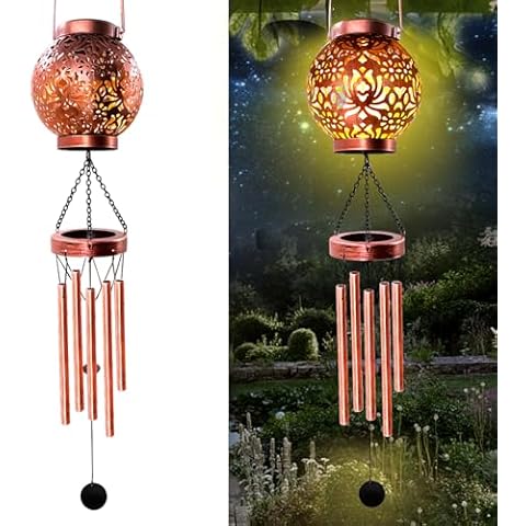 Astarin Solar Wind Chimes for Outside Hanging Led Solar Lights Outdoor Garden Lantern Decorative as Gift for Women mom Grandma Friends' Birthday Gift Bronze Cover