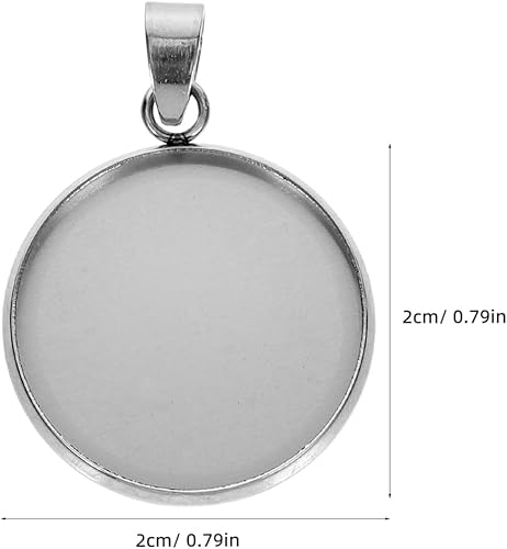 Miniatura 5 de Juego de 20 bandejas colgantes de acero inoxidable, cabujones redondos, biseles, base en blanco, para fotos, collares, pulseras, joyería (plata,