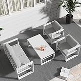 Nalupatio 4 Piece Patio Conversation Sets, Outdoor Aluminum Furniture Set Loveseat Sofa & Patio Loun