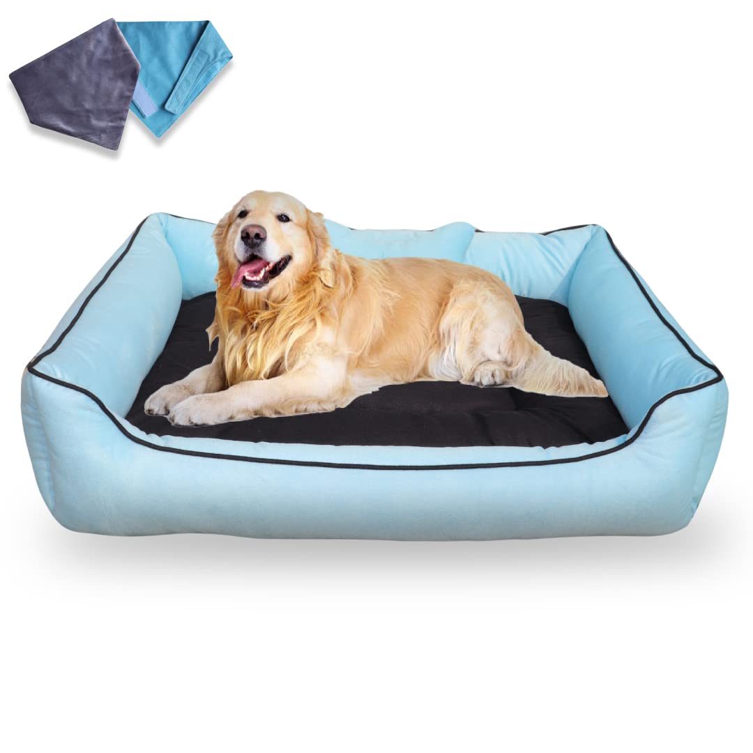 PETITUDE Premium Large Dog Bed for Large Dogs Washable-Orthopedic Big Dog Beds Slip-Resistant Bottom- Sky Blue -66 x 53 x 22 Centimeters (B09Z371Z73) Amazon Price History, Amazon Price Tracker