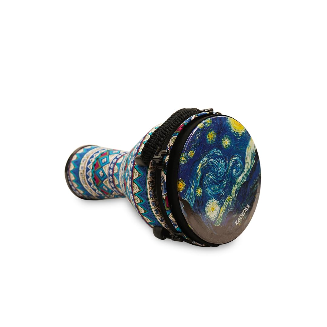 Kadence DJE10 Touring Series Hand Carved Djembe Drum | 10 Inch | Lug Tuning System | Wooden Shell | Artistic Printed Drum Head | Blue 4