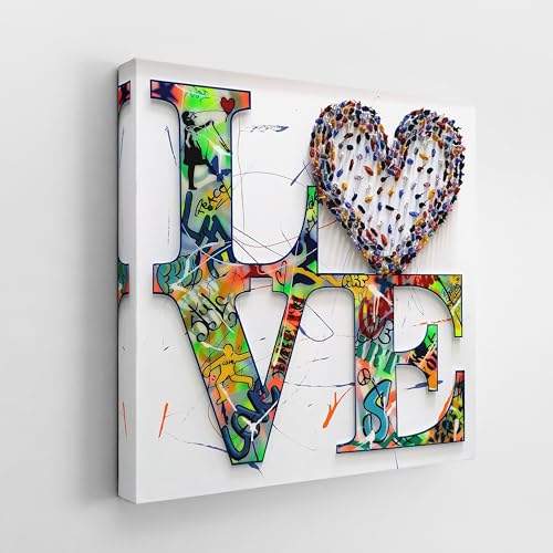 Toile graffiti amour pour salon moderne | Décoration murale 60x60