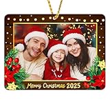 JUESMOS 2025 Picture Frame Christmas Ornaments Photo Frame Christmas Tree Ornaments Decorations Vintage Family Ornaments Personalized Xmas Picture Frame Gifts for Family Friends with Gift Boxes