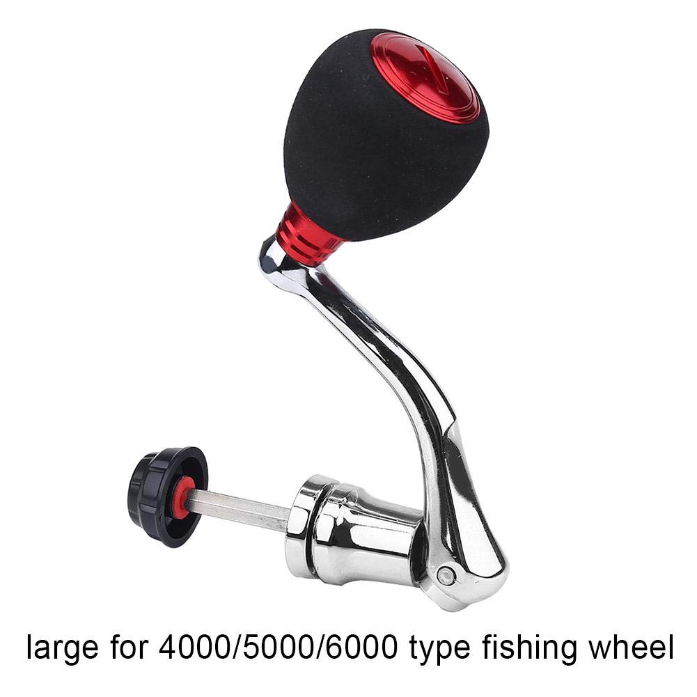 Keenso Metal Rocker Arm Grip Fishing Reel Handle with EVA Comfortable Anti-slip Knob (Red, Medium) - Image 3