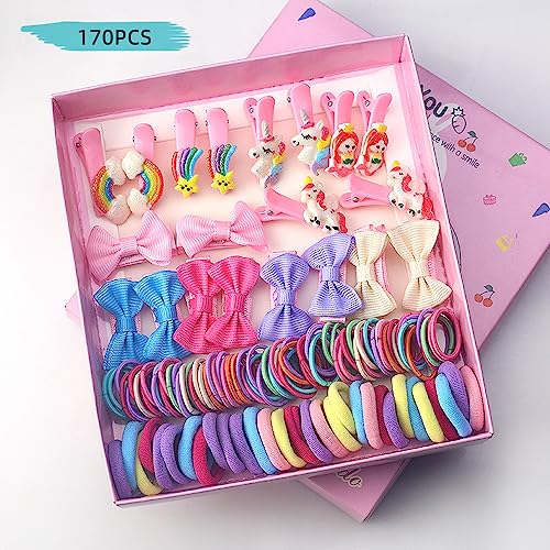 Image of Shining Diva Fashion 74-1220 Pcs Colorful Hair Bands, Hairpins, Ponytail Holders, Flower Clips, BB Clips, Bamboo Knots, Hair Extensions, Headbands for Girls Kids Baby Toddlers | A Box of Multipurpose Girls Hair Accessories Set | Birthday Gift for Girls