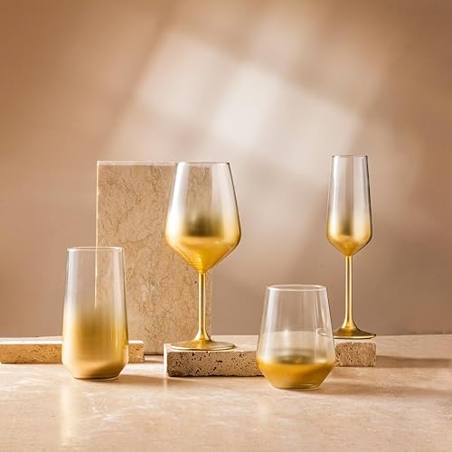 Miniatura 5 de RAKLE Juego de 4 copas de vino de tallo largo de 16.5 onzas para vino tinto y blanco, juego de cristalería sin plomo de alta calidad, copas de vino