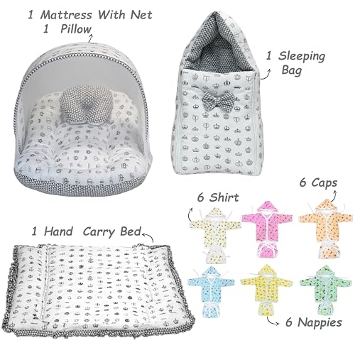 Image of Infantbond by fareto All Season use Baby Essentials Combo | Baby Products | Baby Gift Set | Baby Combo Set for new Born (0-6months)(Pack of 41) (Grey Taj)